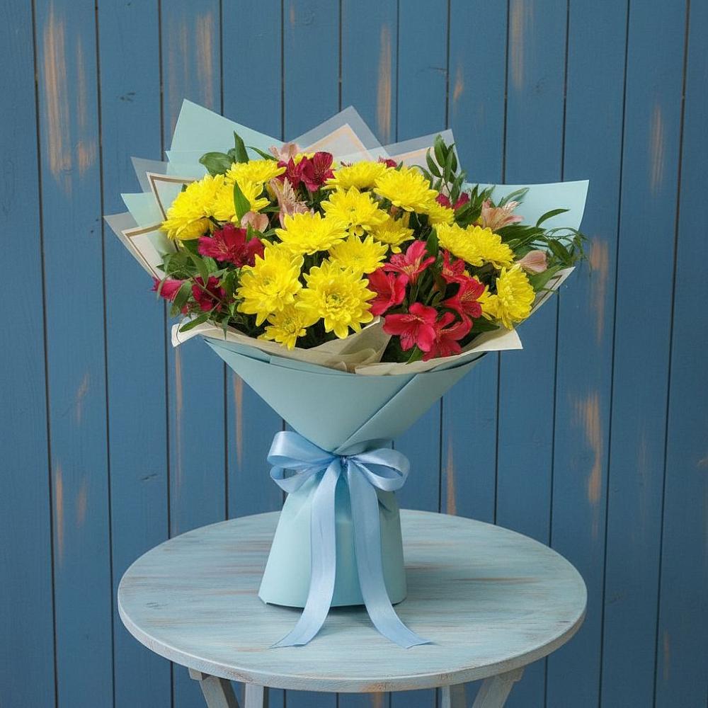 Букет цветов из: Альстромерии и Хризантемы в Сунже Республики Ингушетия