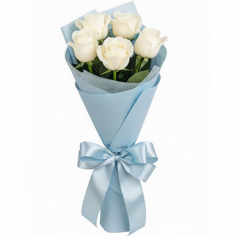 Букет 5 Белых роз Проуд в Сунже Республики Ингушетия