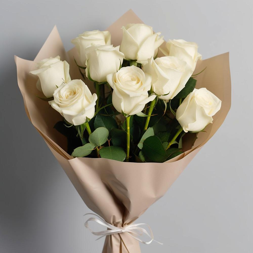 Букет 9 Белых роз Эдлесс Лав в Сунже Республики Ингушетия