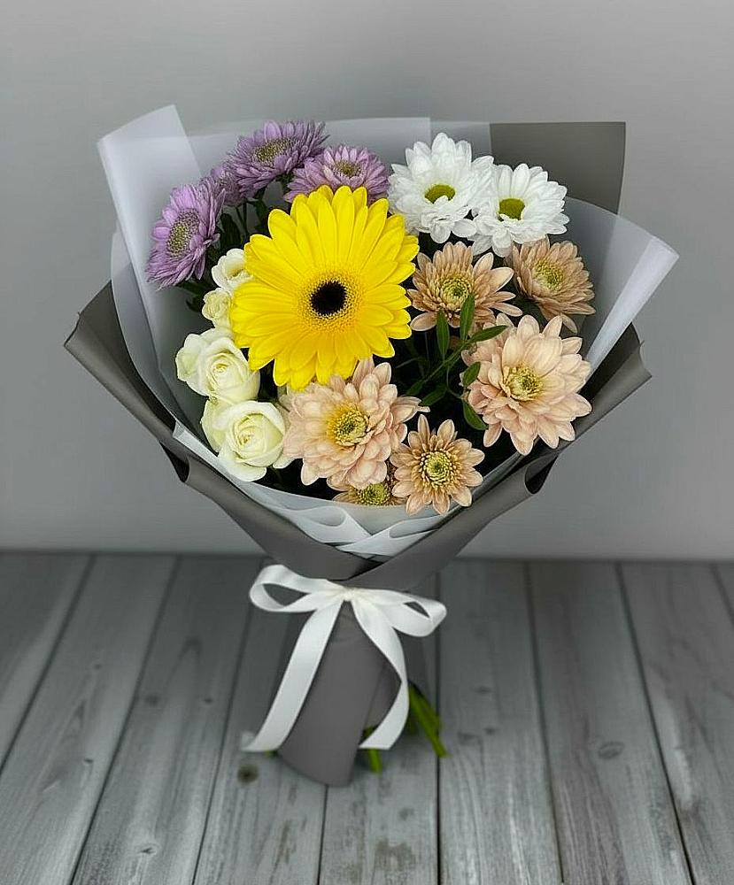 Букет цветов из: Розы, Герберы и Хризантемы в Сунже Республики Ингушетия