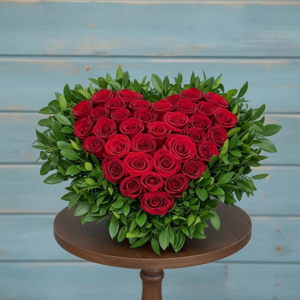 Цветочная композиция из Розы в виде сердца в Сунже Республики Ингушетия