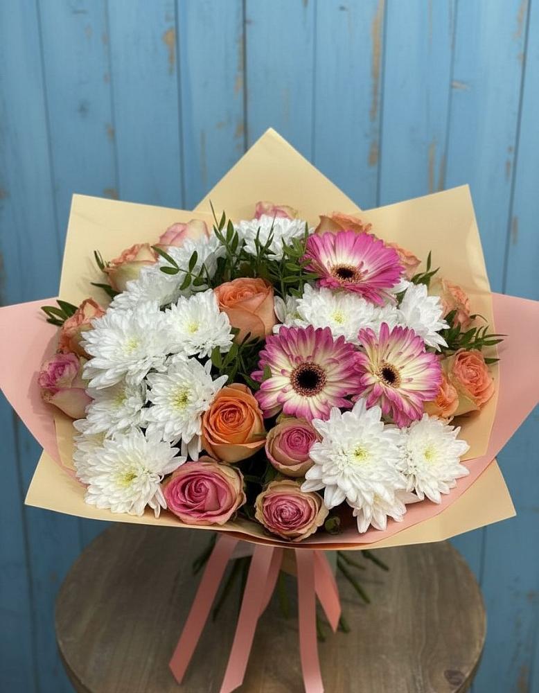 Букет цветов из: Розы, Герберы и Хризантемы в Сунже Республики Ингушетия