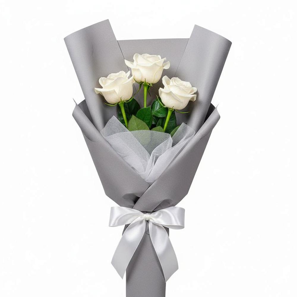 Букет 3 белые розы в Сунже Республики Ингушетия