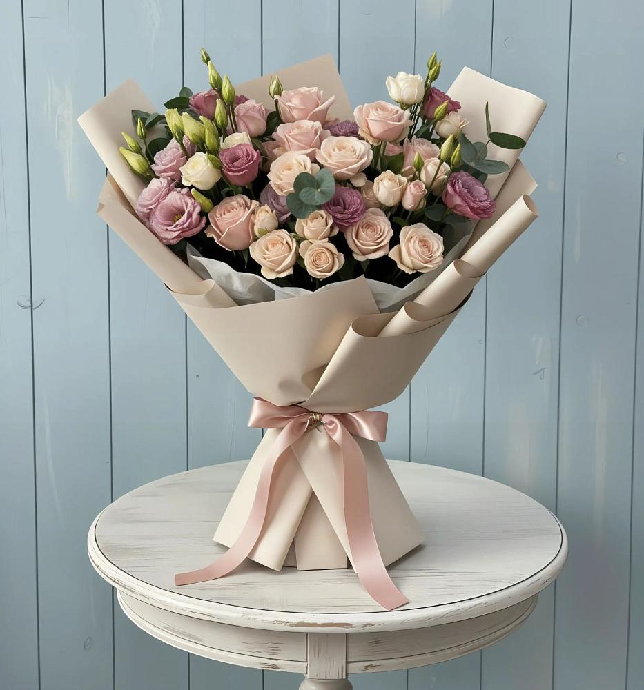 Букет цветов из: Розы и Лизиантусы в Сунже Республики Ингушетия