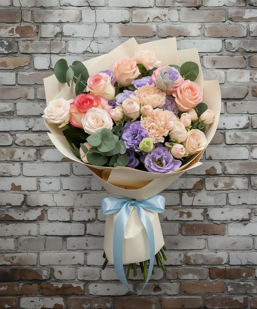 Букет цветов из: Розы, Лизиантусы и Гвоздики в Сунже Республики Ингушетия