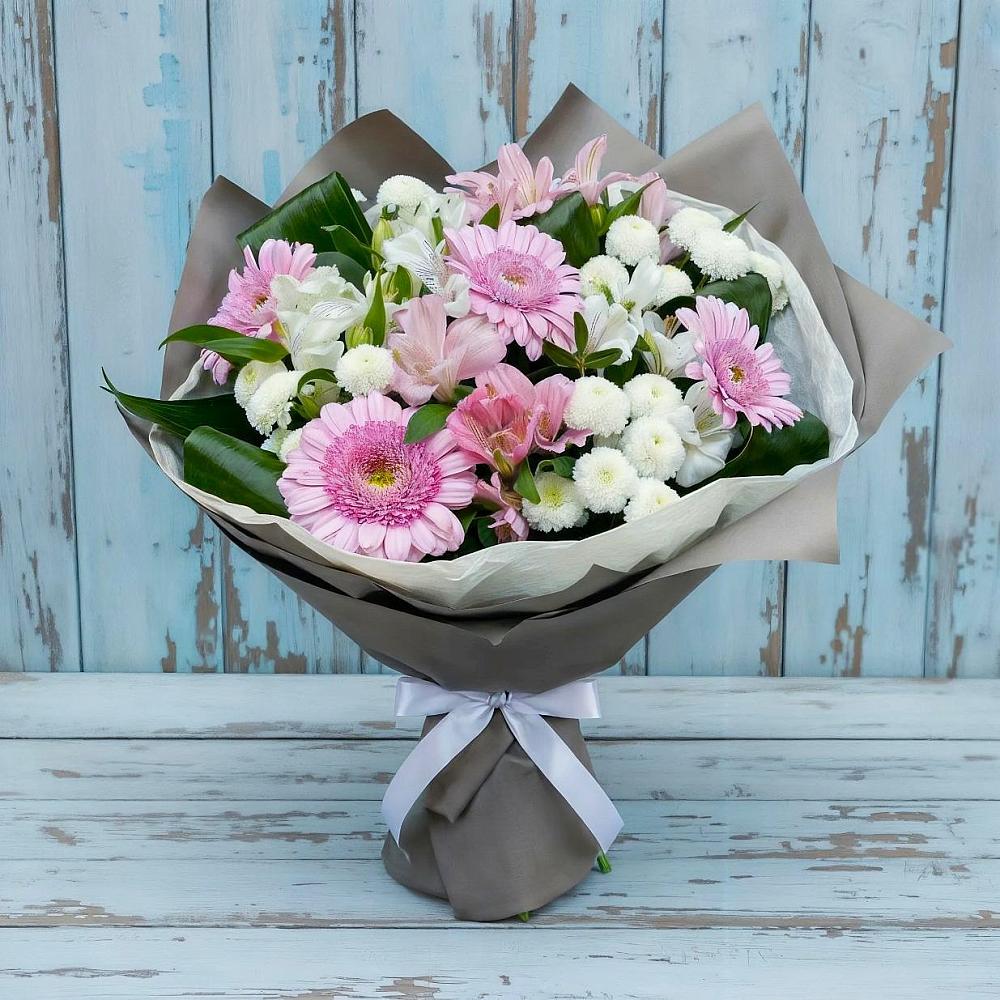 Букет цветов из: Герберы, Альстромерии и Хризантемы в Сунже Республики Ингушетия